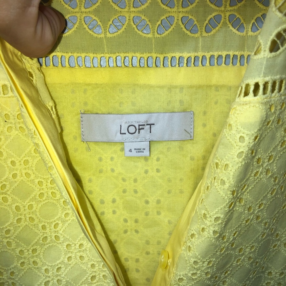 Ann Taylor Embroidered Sleeveless Yellow Dress - Picture 4 of 8